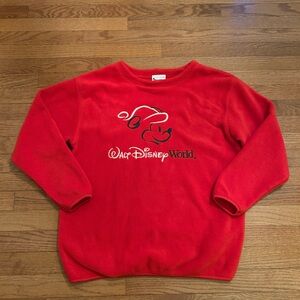 Vintage Walt Disney World Red Holiday Mickey Mouse Fleece Medium